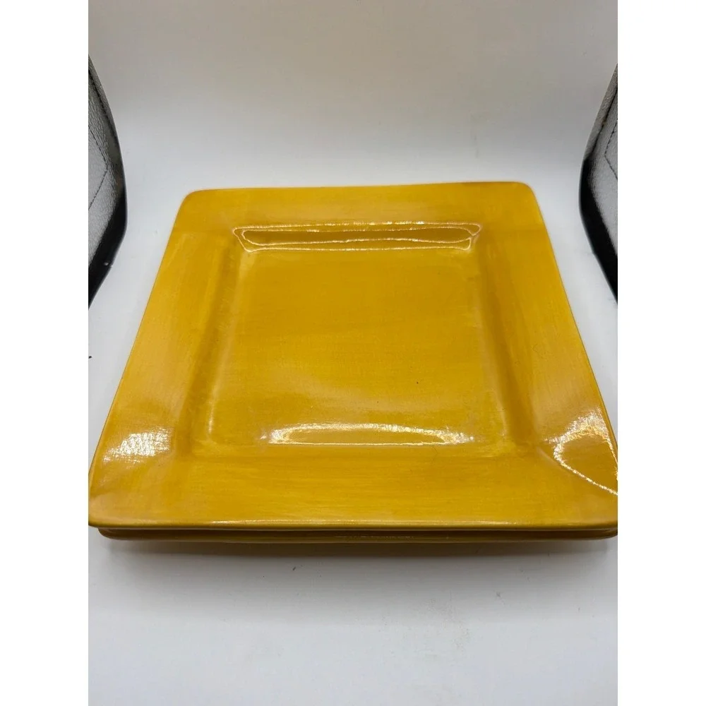 2 Pier 1 Essential Colours Yellow Square Salad Plates 8